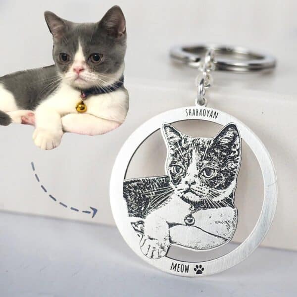 純銀影雕鑰匙圈(外框圓)