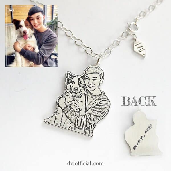 純銀照片影雕項鍊 (雙主體)