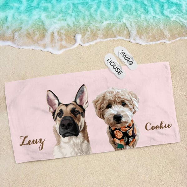 手繪大海灘巾-單色背景 (兩隻)