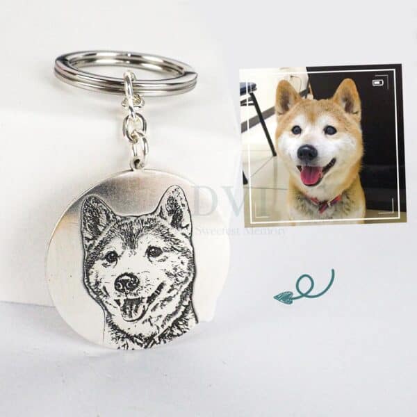 純銀照片影雕鑰匙圈 (圓牌)