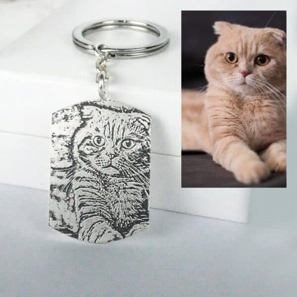 純銀照片影雕鑰匙圈 (軍牌)