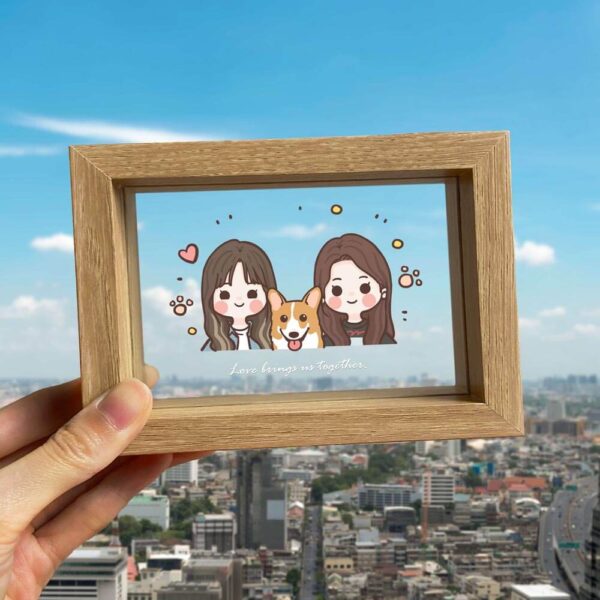 可愛麻糬風玻璃相框畫-人寵(頭像)