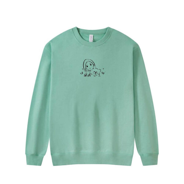 客製化330克長袖落肩款大學T - Q版線條風 | 情侶 | 全家福