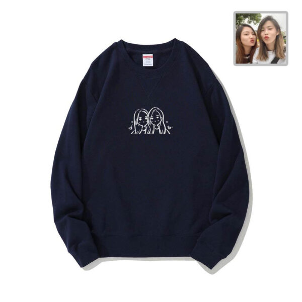 客製化380克長袖大學T - Q版線條風 | 情侶 | 全家福